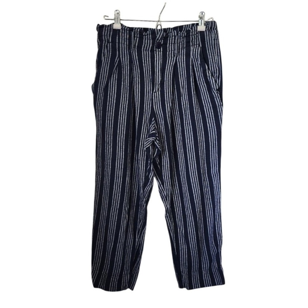 Loft Outlet Navy White Striped High Rise Straight Leg Linen Pants Size 4 171